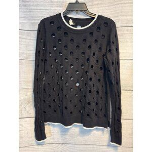 Enaz Orgl Polka Dot Patterned Cut-Out Sweater Shirt Size M